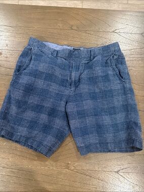 J. Crew Blue Plaid Flat Front Men's Shorts